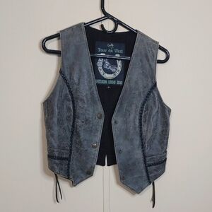 Scully Leather Motorcycle Vest Grey Tour De West Size Small